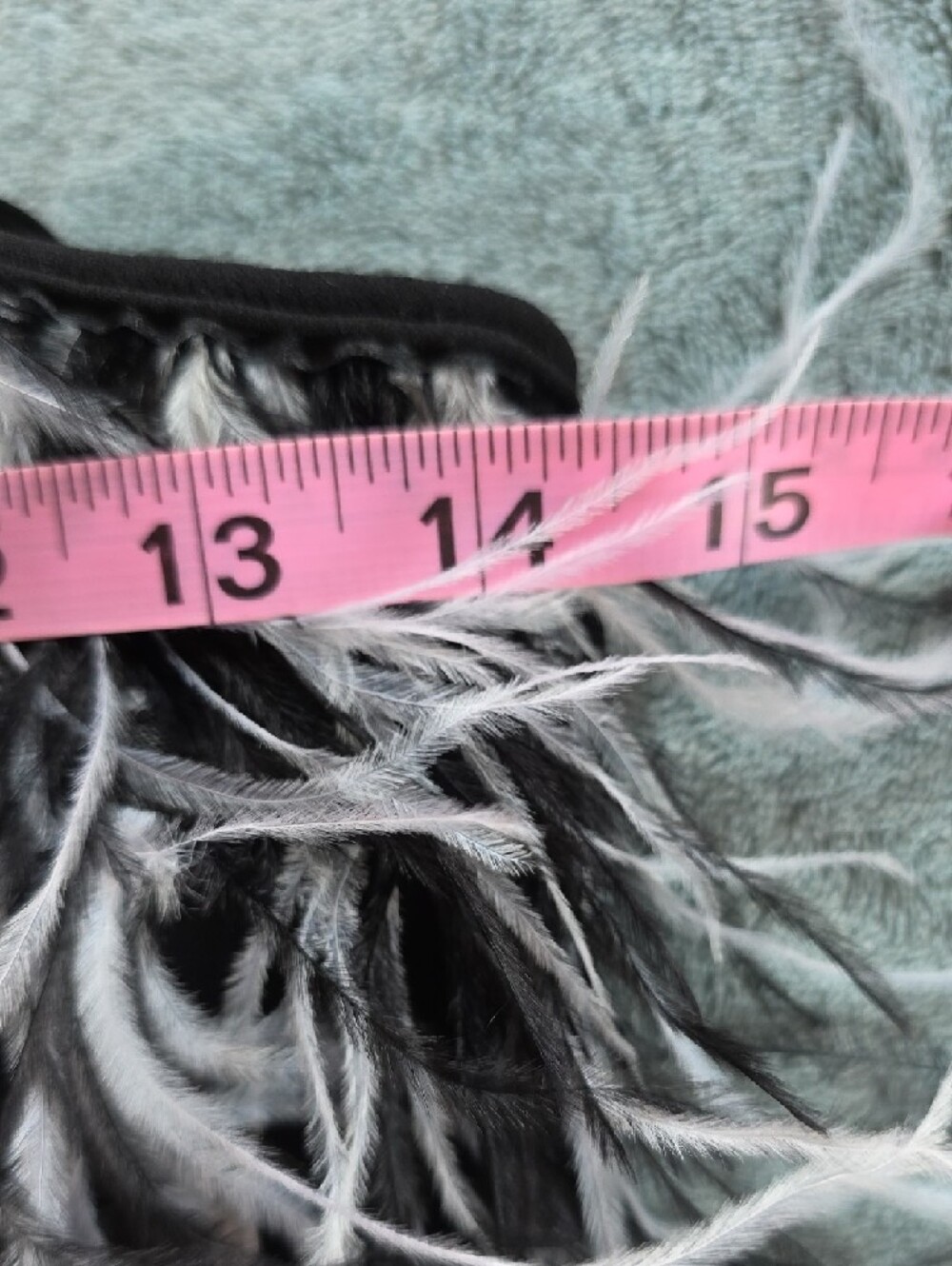 Missguided Black & White Ostrich Feather Crop Cami Top Size 4 EUC - Picture 7 of 10